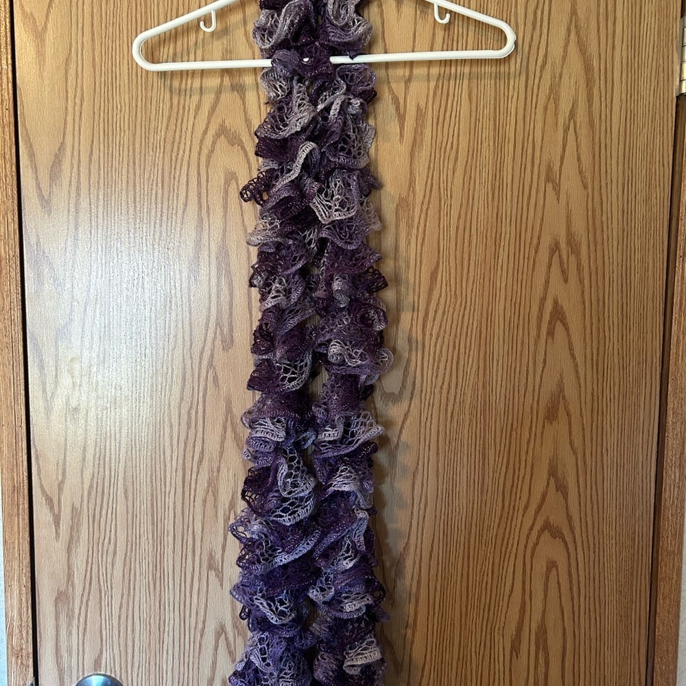 Purple Ruffled Knit Scarf - Picture 3 of 4